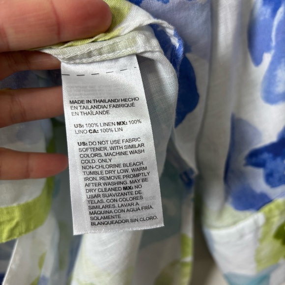 Chico’s No Iron Top Blouse 100% Linen 3 XL 16 Floral Button Up Resortwear Coast - Picture 7 of 7